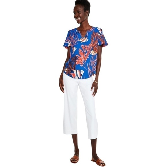 Nic + Zoe Angel Fish Reef Print Flutter Sleeve Top Blue NWT - Picture 13 of 13